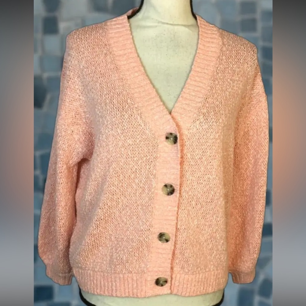 LOFT Women's Coral Button-Up Cardigan